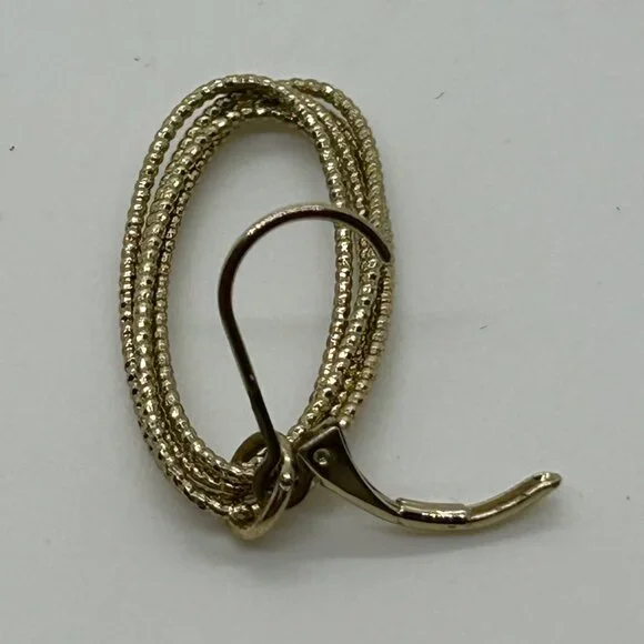 Nine West Gold-Tone Textured Oval Drop Earrings With Leverback Closure - Picture 9 of 11